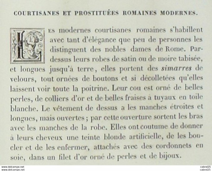 Italie ROME Prostituée courtisane raomaines 1859