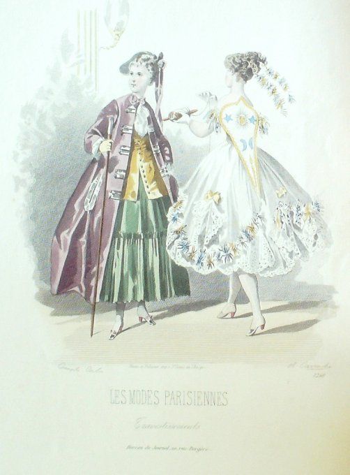 Gravure Les Modes Parisiennes 1865 #1250 Travestissements