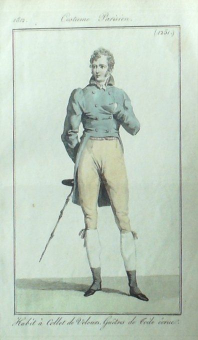 Gravure Mode Costume Parisien 1812 # 1251 (eau forte old Fashion plate