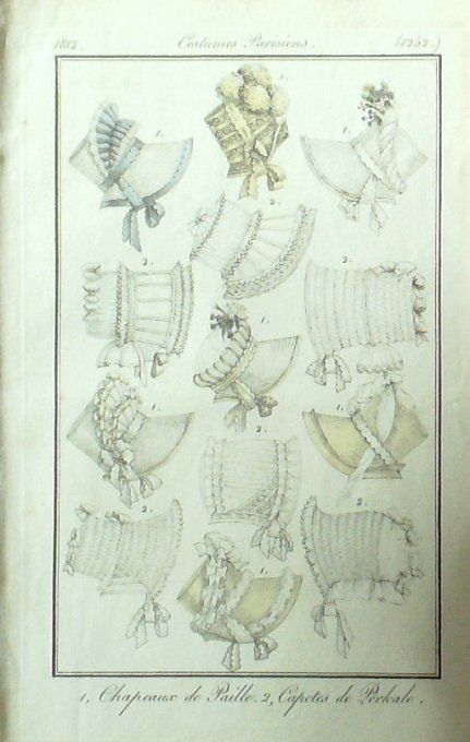 Gravure Mode Costume Parisien 1812 # 1252 (eau forte old Fashion plate