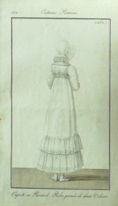 Gravure Mode Costume Parisien 1812 # 1256 (eau forte old Fashion plate
