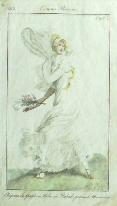 Gravure Mode Costume Parisien 1812 # 1257 (eau forte old Fashion plate