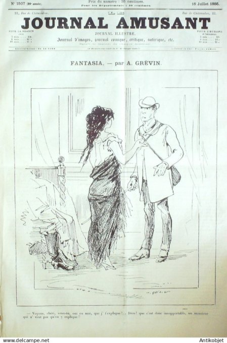 Le Journal Amusant 1885 # 1507 Les ecuries du cirque d'ete par Mars
