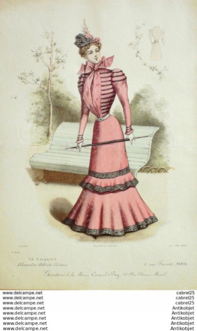Gravure Mode Le Coquet 1898 # 15 (Old Fashion plate)