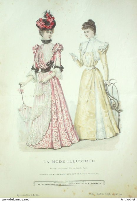 Gravure Mode illustree 1897 # 36 (Old Fashion plate) RARE