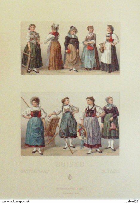 Suisse Costume St GALL BERNE VALAIS ZURICH ZUG BALE UNTERWALDEN