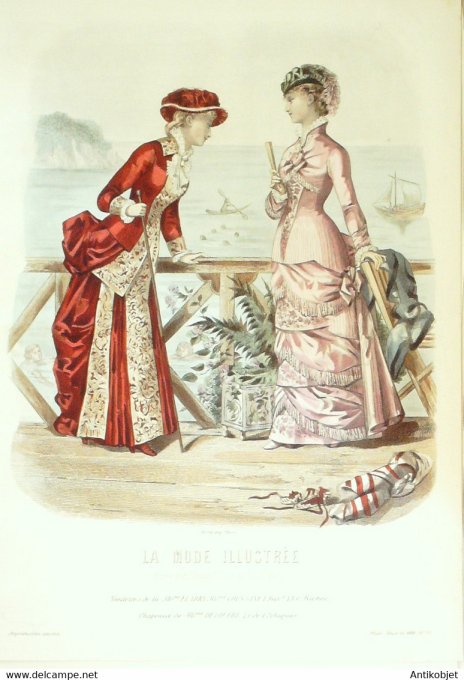Gravure de mode La Mode illustrée 1880 n°32 (Maison Coussinet-Fladry)