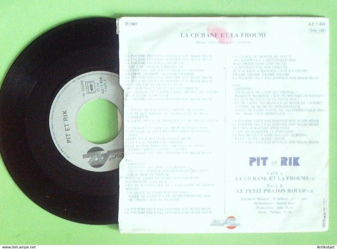 Pit & Rik 45T SP La Cicrane et la froumi 1981