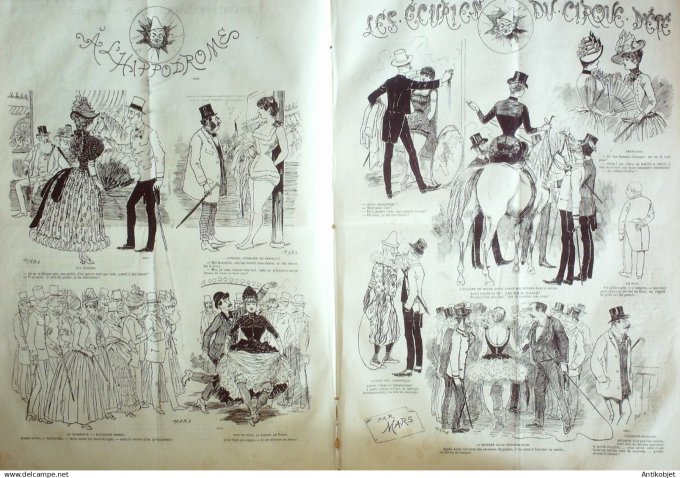 Le Journal Amusant 1885 # 1507 Les ecuries du cirque d'ete par Mars