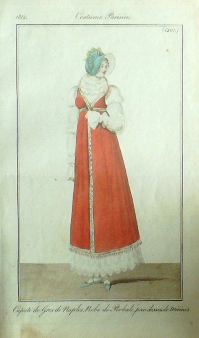 Gravure Mode Costume Parisien 1812 # 1261 (eau forte old Fashion plate
