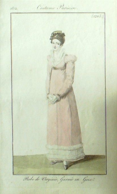 Gravure Mode Costume Parisien 1812 # 1263 (eau forte old Fashion plate
