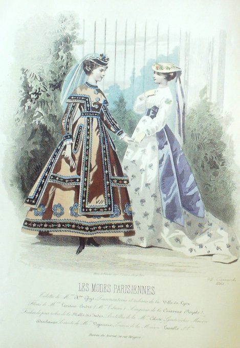 Gravure Les Modes Parisiennes 1865 #1265 Robes bretonne Maison Ghys