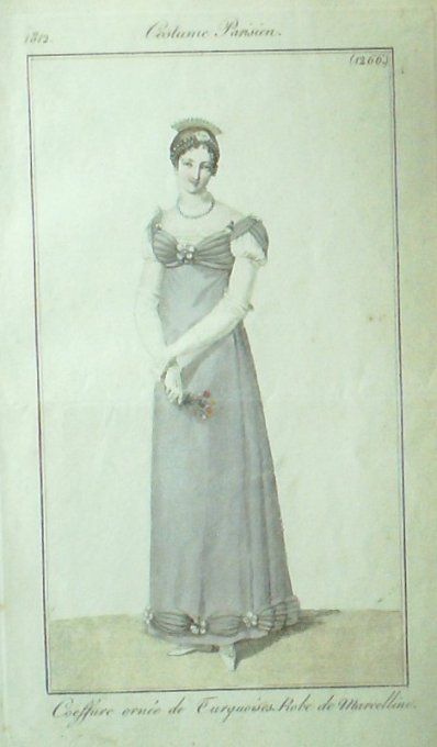 Gravure Mode Costume Parisien 1812 # 1266 (eau forte old Fashion plate