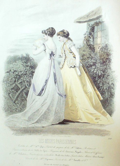 Gravure Les Modes Parisiennes 1865 #1268 Robes de voile Maison Ghys