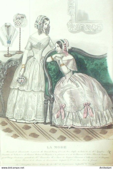Gravure La mode 1846 #  7 (aquarelle old Fashion plate)