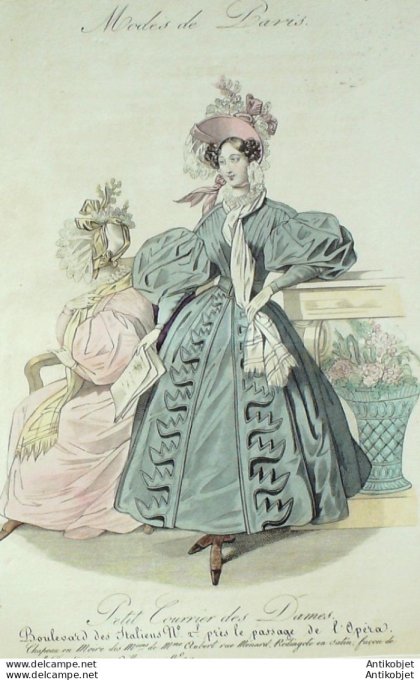 Petit courrier des Dames 1831 #  922 Redingote en satin