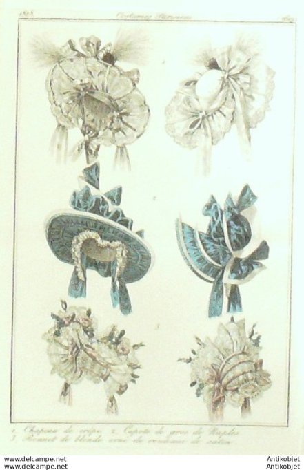 Costume Parisien 1828 # 2619 Robe mousseline garnie