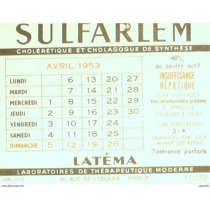 Buvard LATEMA Laboratoire