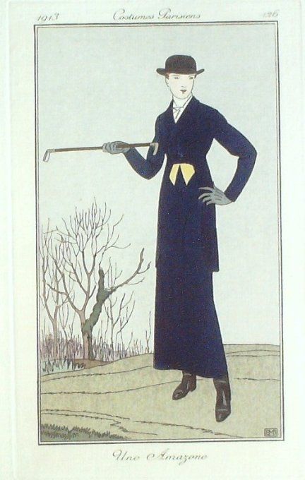 Boutet de Monvel Bernard Pochoir Mode Art Deco n° 126-1913 Journal des Dames