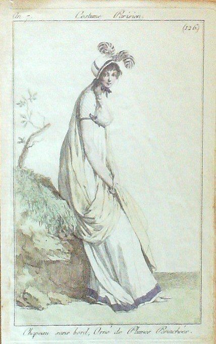 Costume Parisien 1799 an 7 #126 (eau forte) Chapeau sans bord