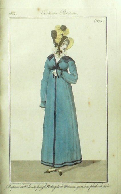 Gravure Mode Costume Parisien 1812 # 1272 (eau forte old Fashion plate