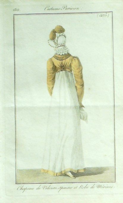 Gravure Mode Costume Parisien 1812 # 1275 (eau forte old Fashion plate