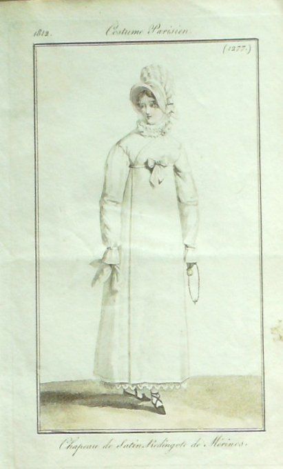 Gravure Mode Costume Parisien 1812 # 1277 (eau forte old Fashion plate