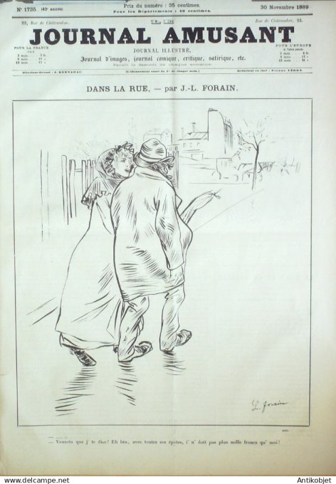 Le Journal Amusant 1889 # 1735 La lutte pour la vie par Daudet dessins Stop