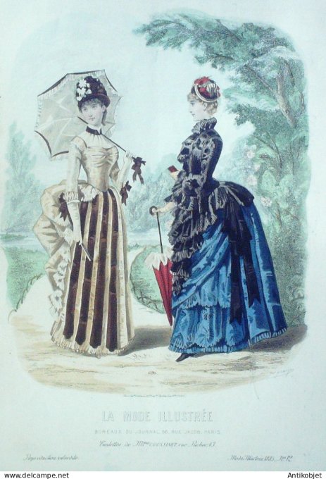 Gravure Mode illustree 1885 # 12 (Old Fashion plate)