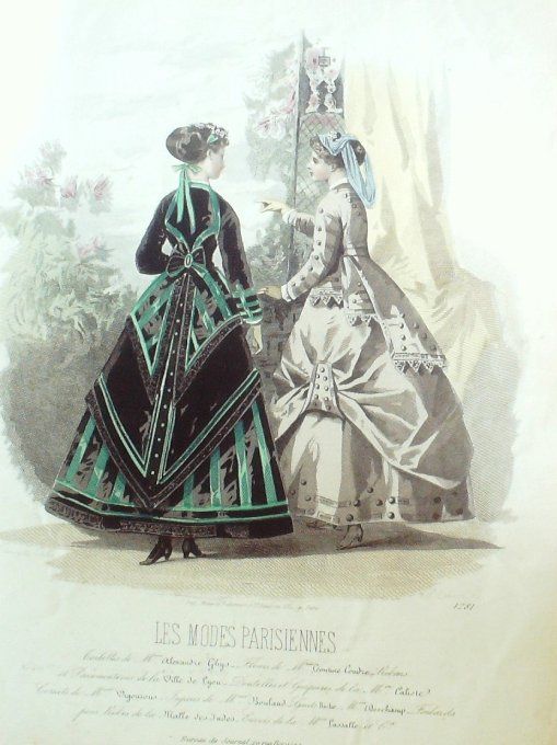 Gravure Les Modes Parisiennes 1865 #1281 Robes velours Maison Ghys