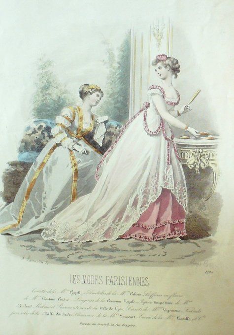 Gravure Les Modes Parisiennes 1865 #1285 Robes de voile Maison Cagelin