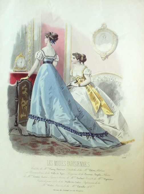 Gravure Les Modes Parisiennes 1865 #1288 Robes gros de Naples Maison Bardenet