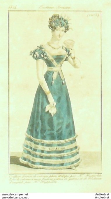 Costume Parisien 1823 # 2205 Robe velours & rouleaux d'argent