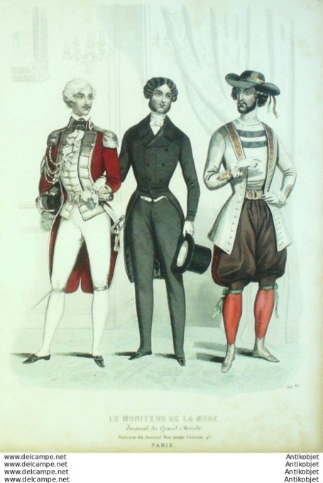 Gravure Mode Le Moniteur 1850 # 66b (Old Fashion plate)