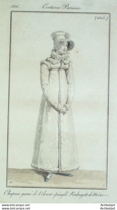 Costume Parisien 1816 # 1605 Redingote de mérinos