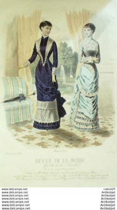 Gravure Mode La Gazette 1881 # 502 (Old Fashion plate)