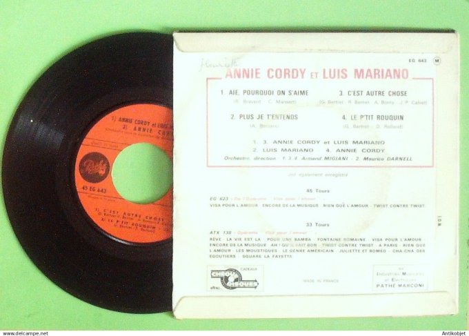 Cordy Annie & Mariano Luis 45T EP Le p'tit rouquin