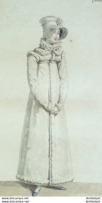 Gravure de mode Costume Parisien 1816 n°1605 Redingote de mérinos