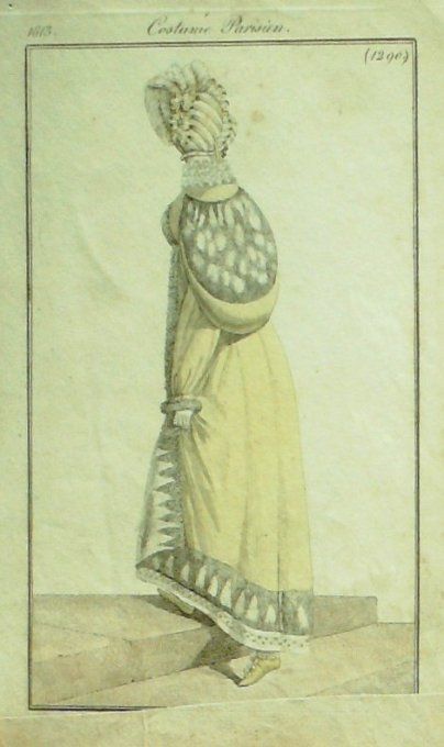 Gravure Mode Costume Parisien 1813 # 1290 (eau forte old Fashion plate