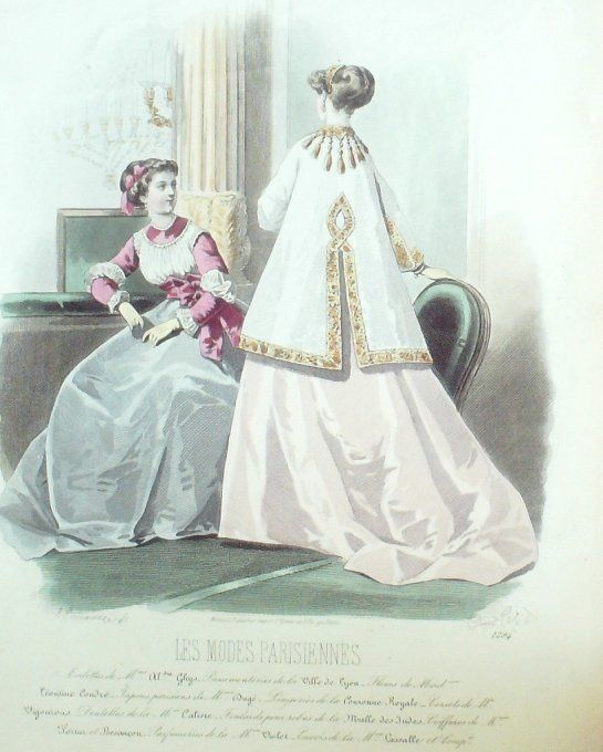 Gravure Les Modes Parisiennes 1865 #1294 Robes velours Maison Ghys