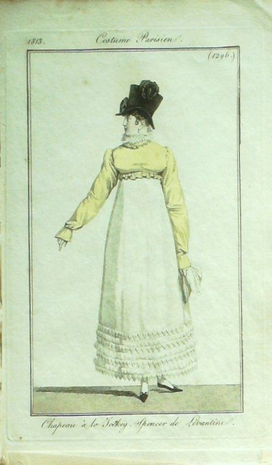 Gravure Mode Costume Parisien 1813 # 1296 (eau forte old Fashion plate