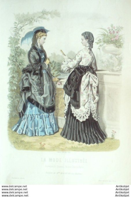 Gravure Mode illustree 1872 # 15 (Old Fashion plate)