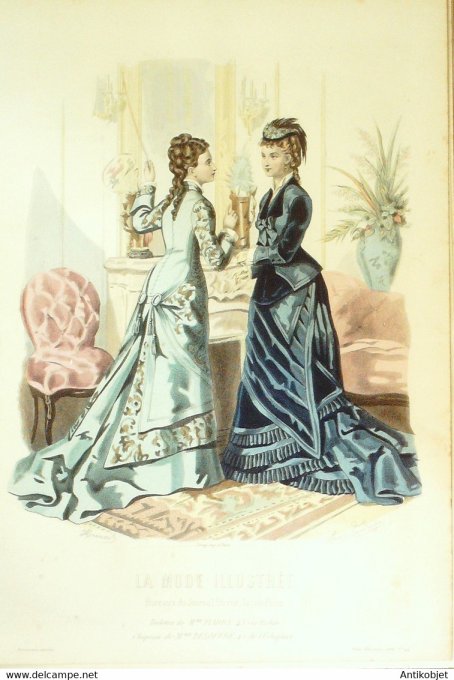 Gravure de mode La Mode illustrée 1876 n°44 (Maison Fladry-Deloffre)