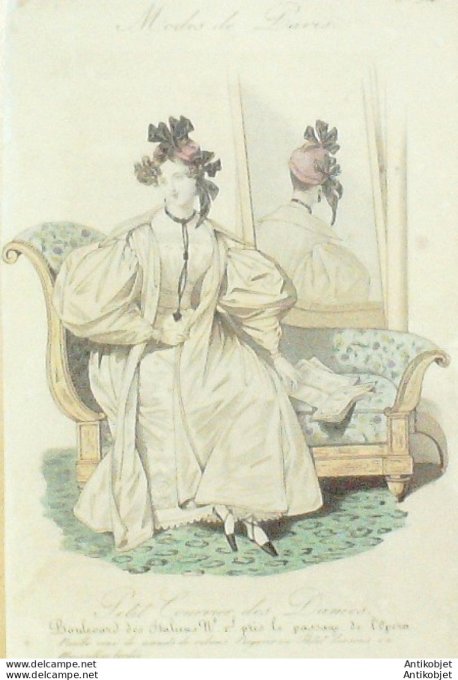 Les Modes parisiennes 1844 n° 83 Robes de soie et Mante Espagnole