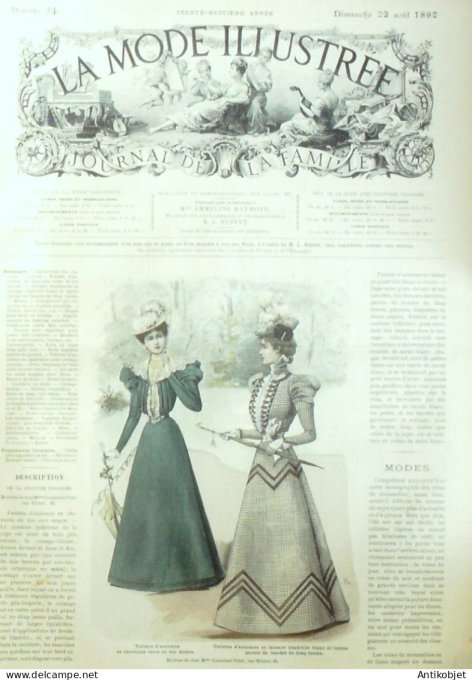 La Mode illustrée journal 1897 n° 34 Toilettes d'automne