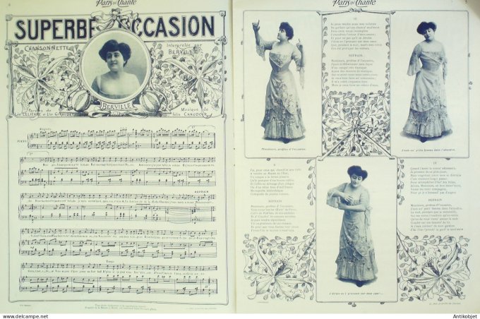 Paris qui chante 1904 n° 55 Dranem Polin Berville Marcenay Pouget Lanthenay
