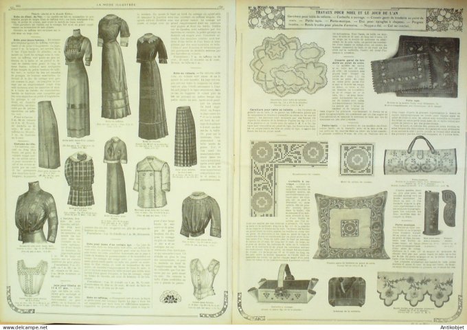 La Mode illustrée journal 1911 n° 41 Toilettes Costumes Passementerie