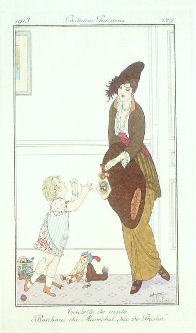 Vallee Armand Pochoir Mode Art Deco n° 129-1913 Journal des Dames