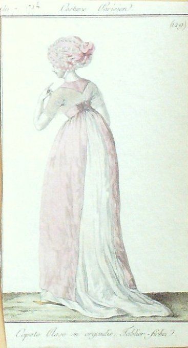 Costume Parisien 1799 an 7 #129 (eau forte) Capote en organdis