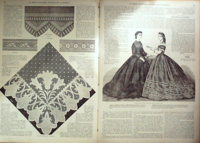 Journal Mode illustrée 1865 # 12 Coiffure jeune fille